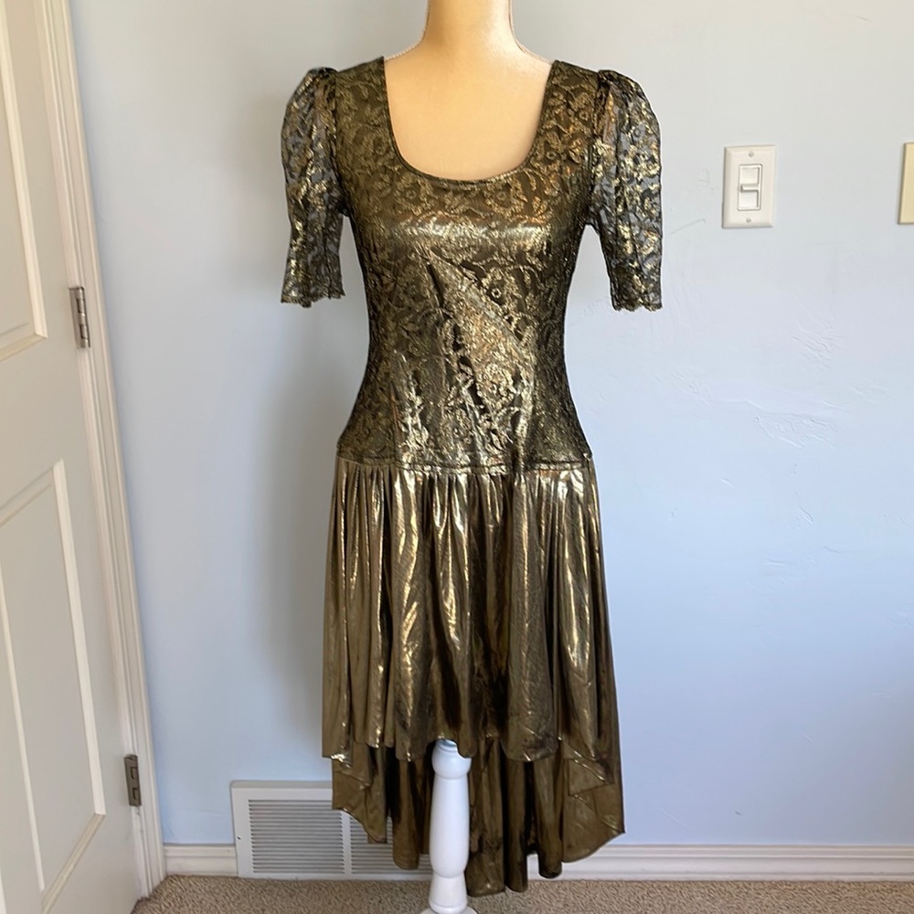 Gold Lace Party Dress sure to impress!